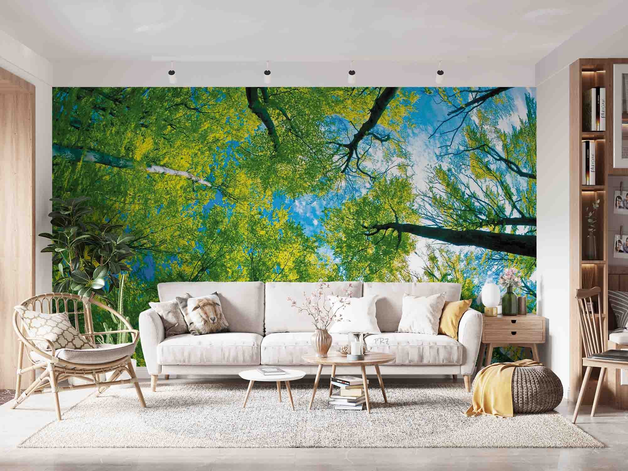 3D Summer Green Tree Sky Wall Mural Wallpaper GD 4471- Jess Art Decoration