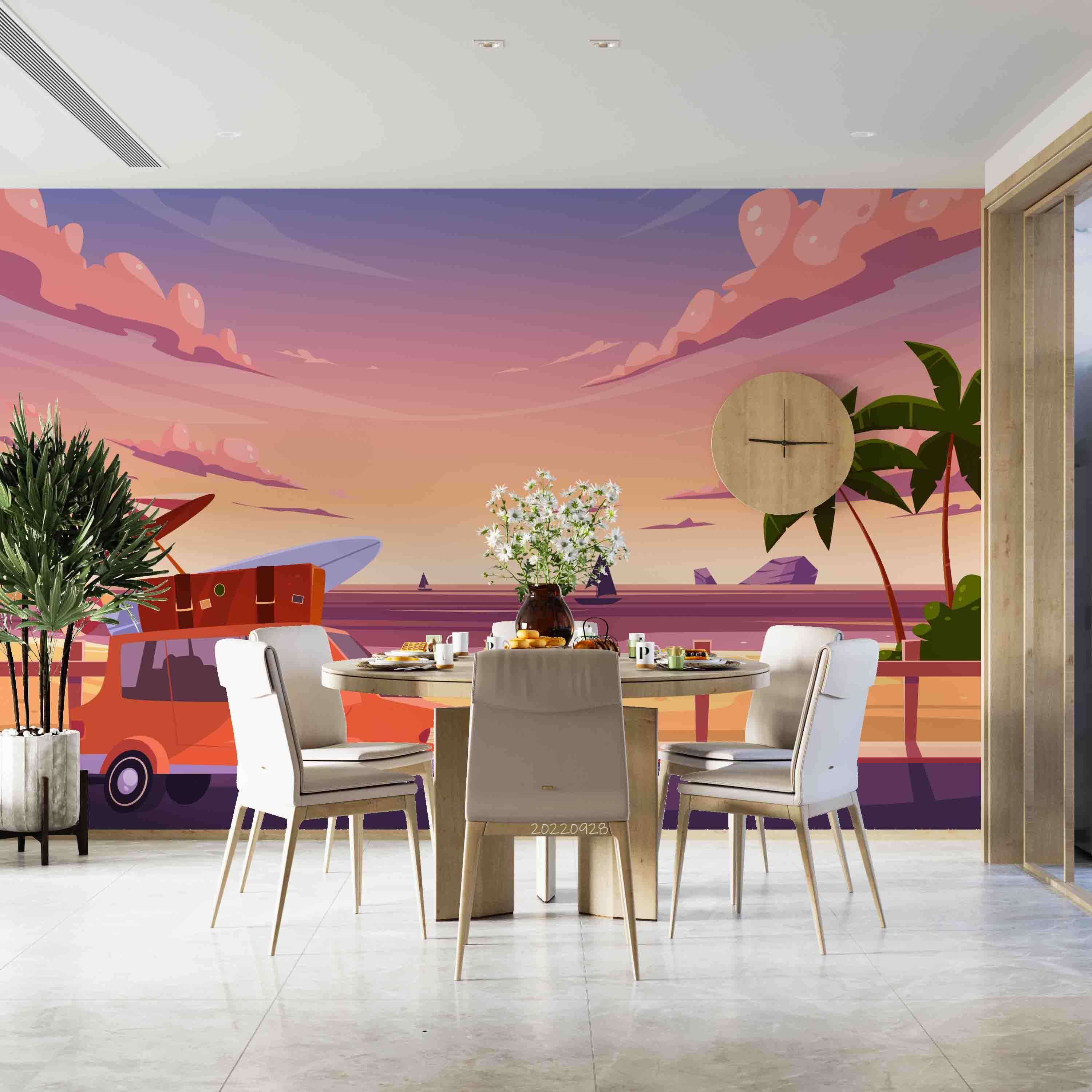 3D Cartoon Summer Sea Background Wall Mural Wallpaper GD 3392- Jess Art Decoration