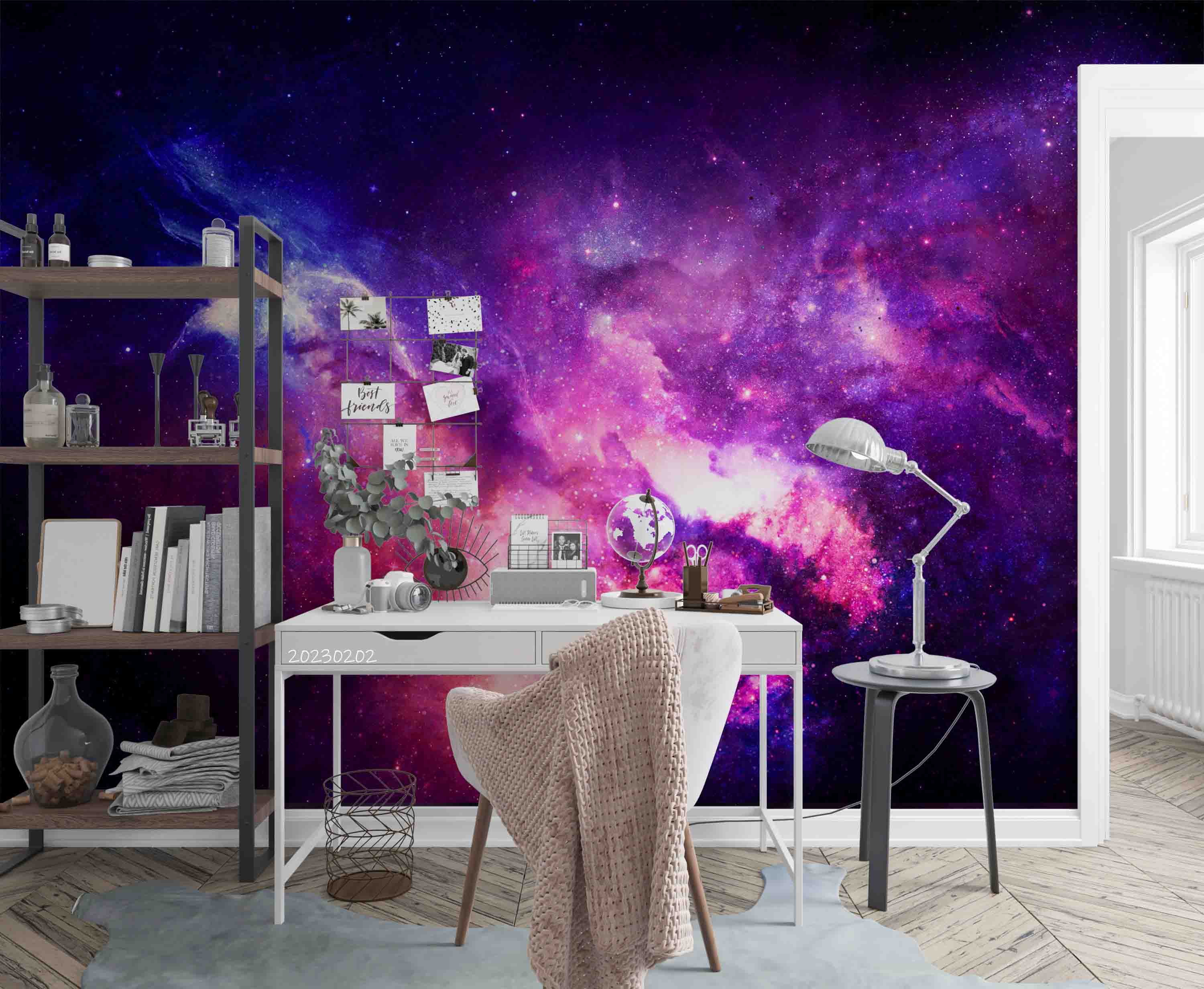 3D Starry Sky Graffiti Cloud Star Purple Wall Mural Wallpaper YXL 38- Jess Art Decoration