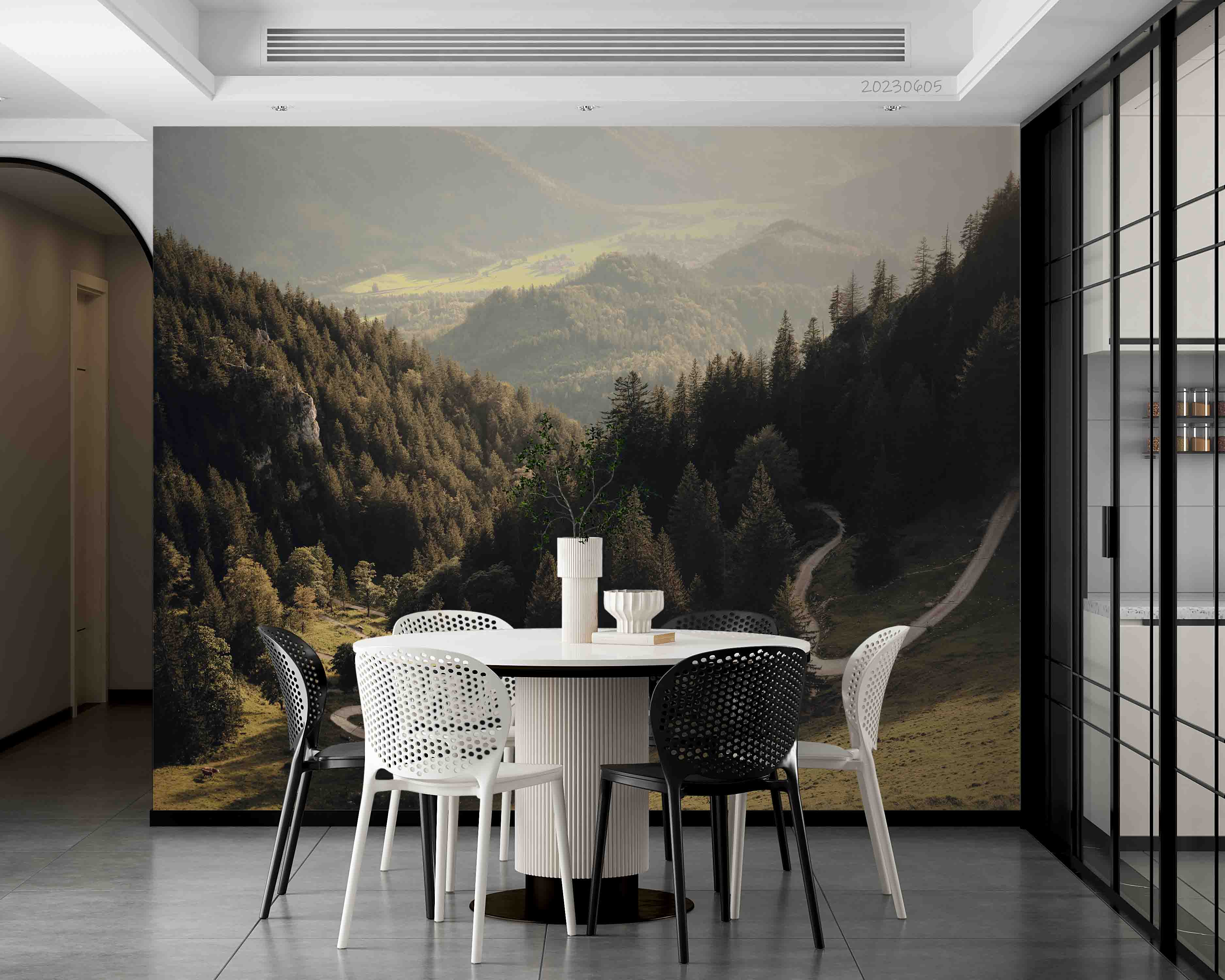 3D Scenery Forest Tree Road Grassland Wall Mural Wallpaper YXL 25- Jess Art Decoration
