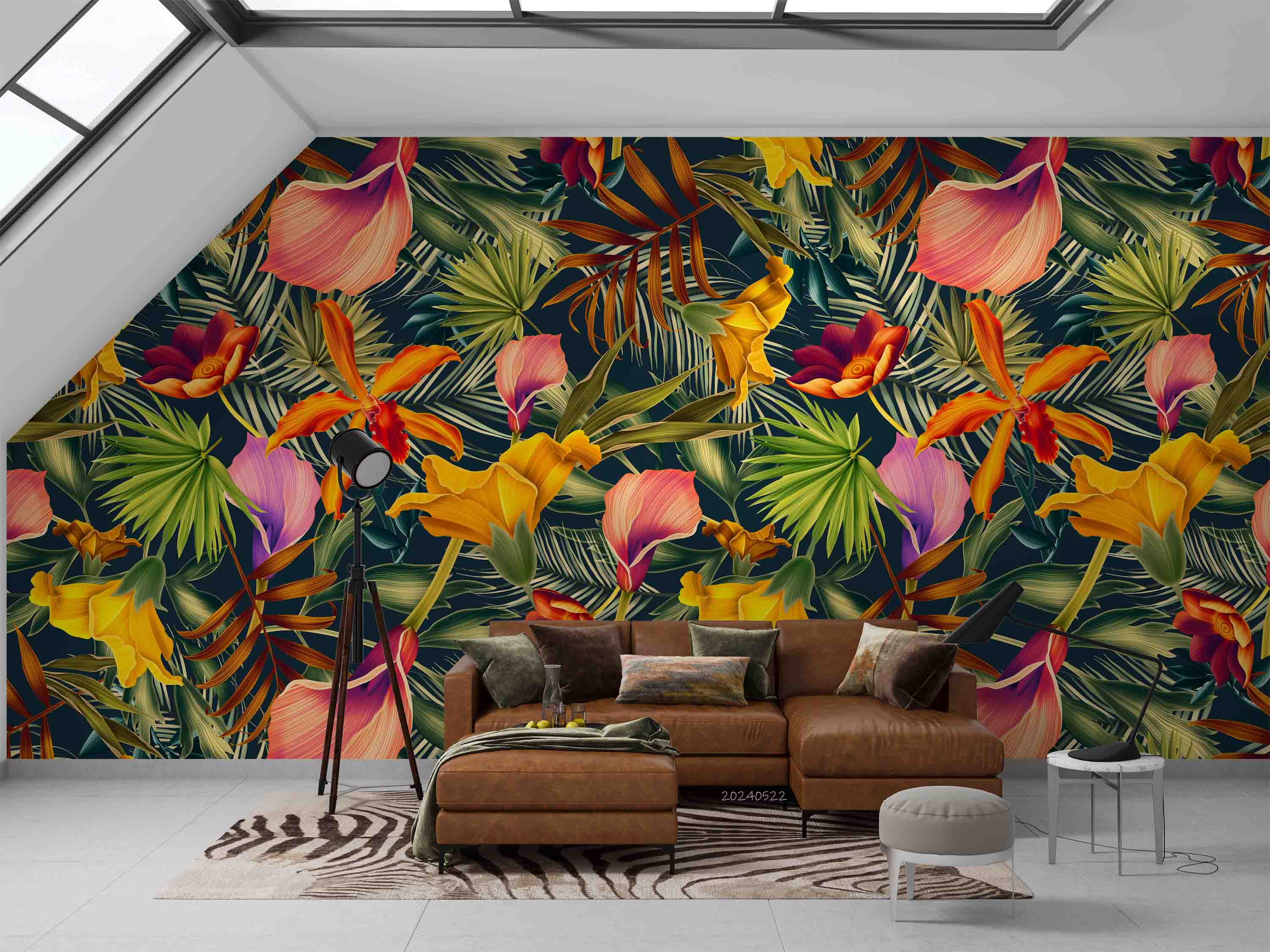 3D Flower Phalaenopsis Leaf Green Wall Mural Wallpaper YXL 510