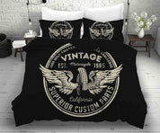 3D Tyre Wing Letter Round Black Quilt Cover Set Bedding Set Duvet Cover Pillowcase 378