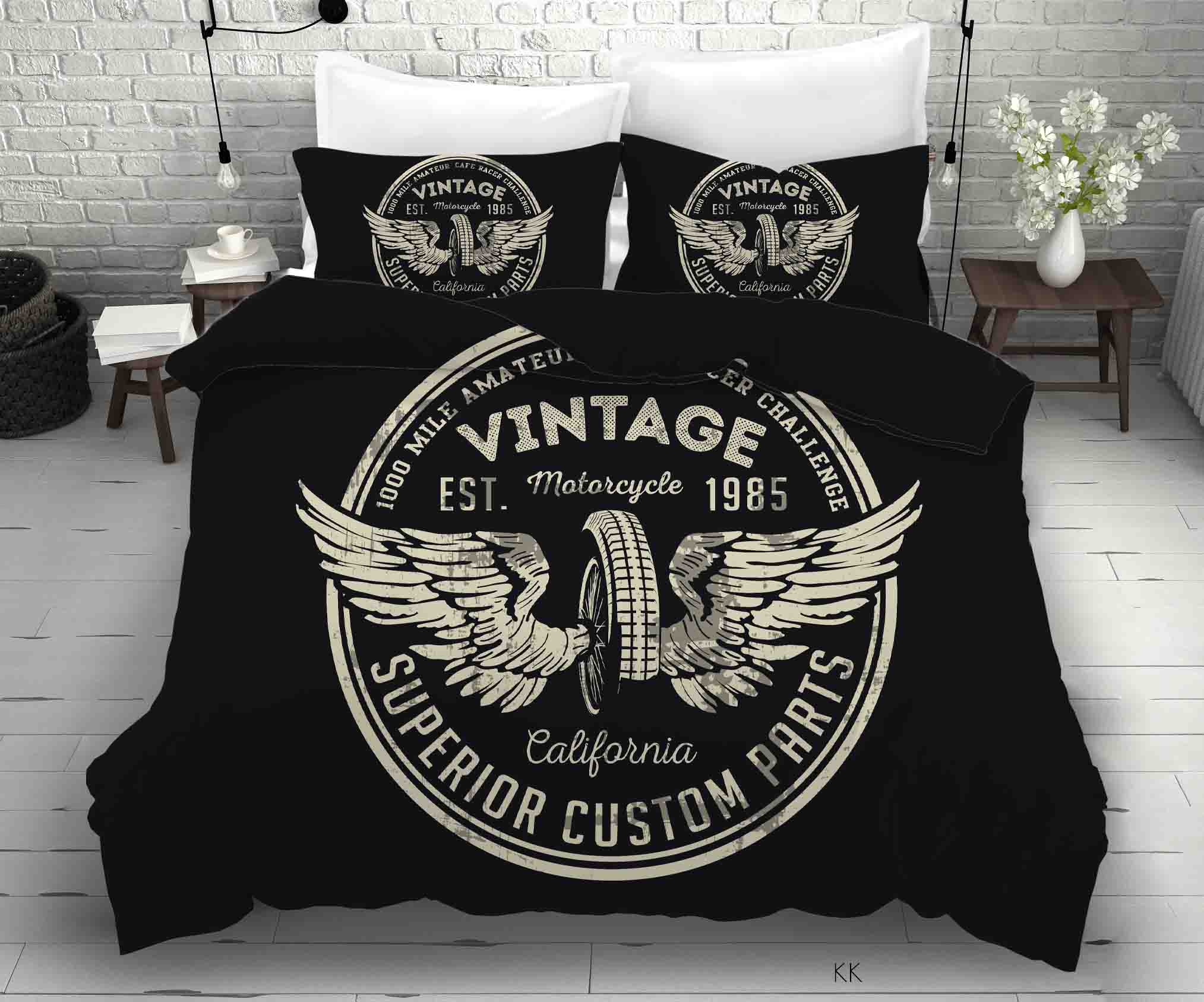 3D Tyre Wing Letter Round Black Quilt Cover Set Bedding Set Duvet Cover Pillowcase 378