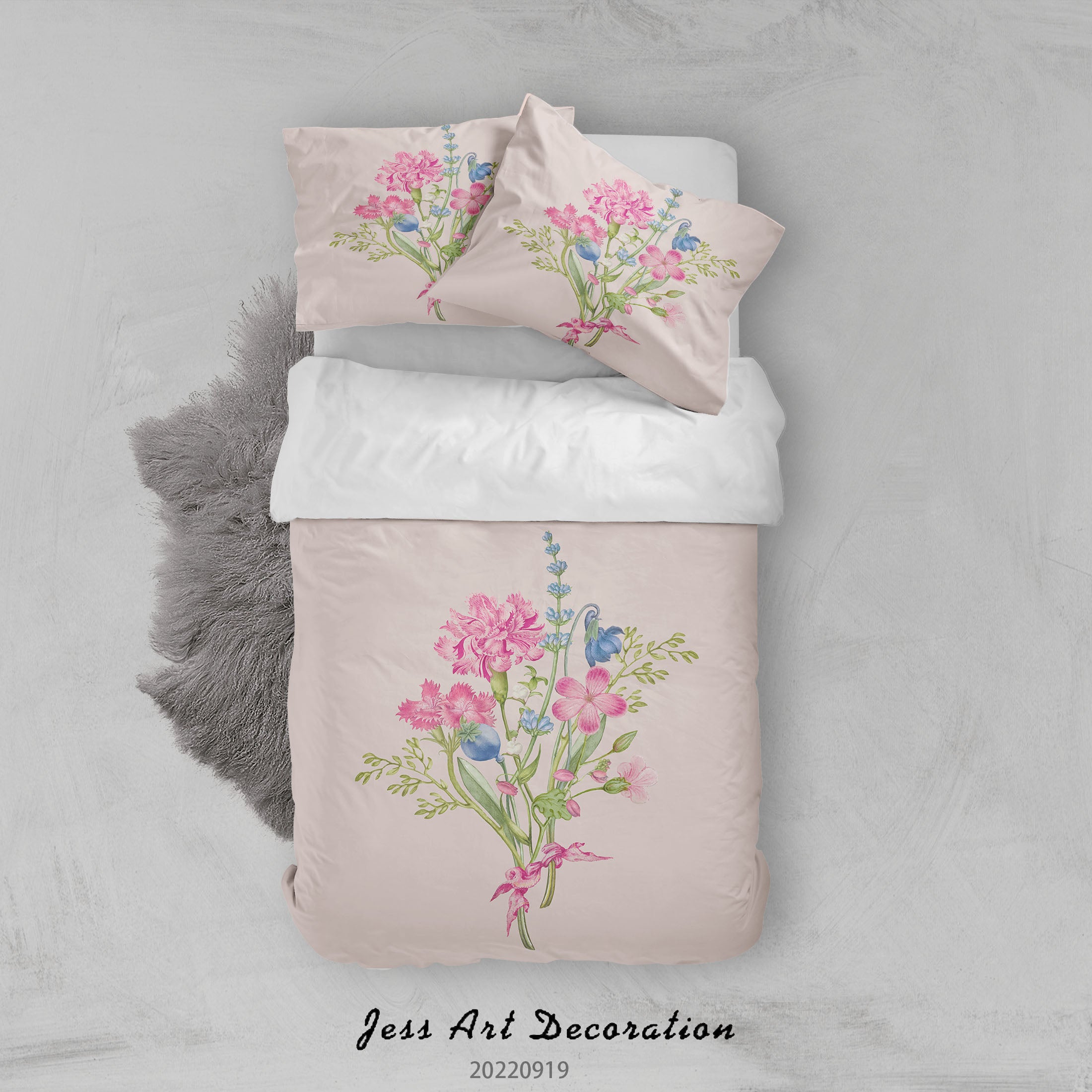 3D Floral Carnation Quilt Cover Set Bedding Set Duvet Cover Pillowcase 220
