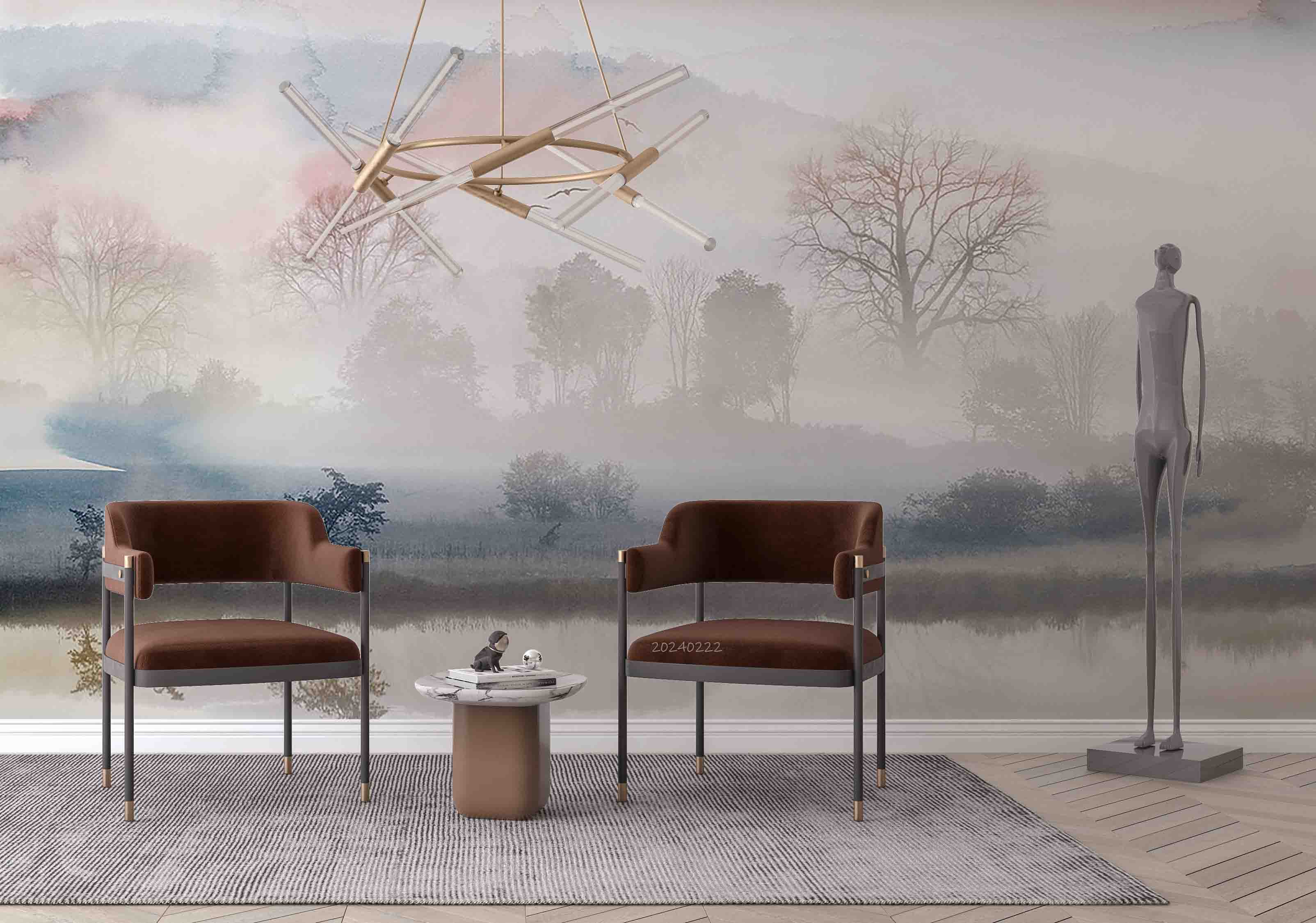 3D Watercolor Grey Mountains Lake Wallpaper Wall Mural Wall Decor Wall Art Wall Sticker Remoable Wallpaper LQH 41