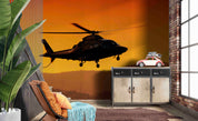 3D Agusta A109S Grand Silhouette Sunset Wall Mural Wallpaper GD 5443- Jess Art Decoration