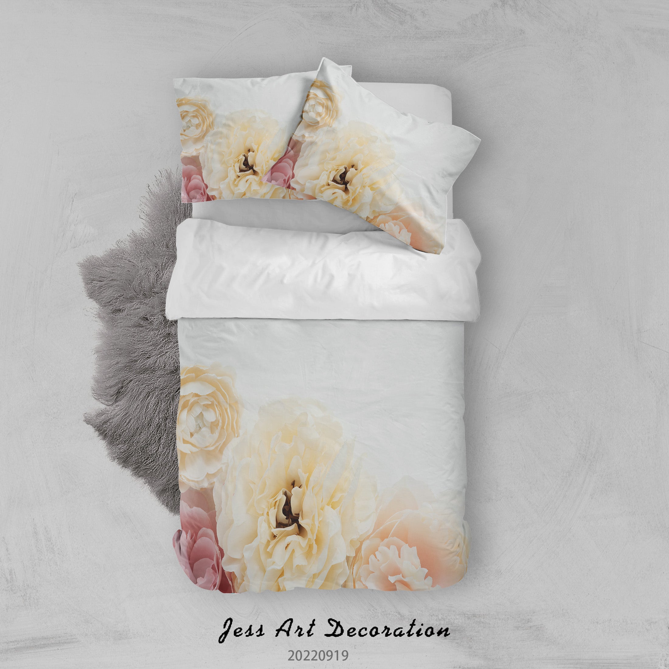 3D Floral Carnation Quilt Cover Set Bedding Set Duvet Cover Pillowcase 213