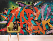 3D Graffiti Croci Blue Yellow Purple Letter Wall Mural Wallpaper YXL 17- Jess Art Decoration