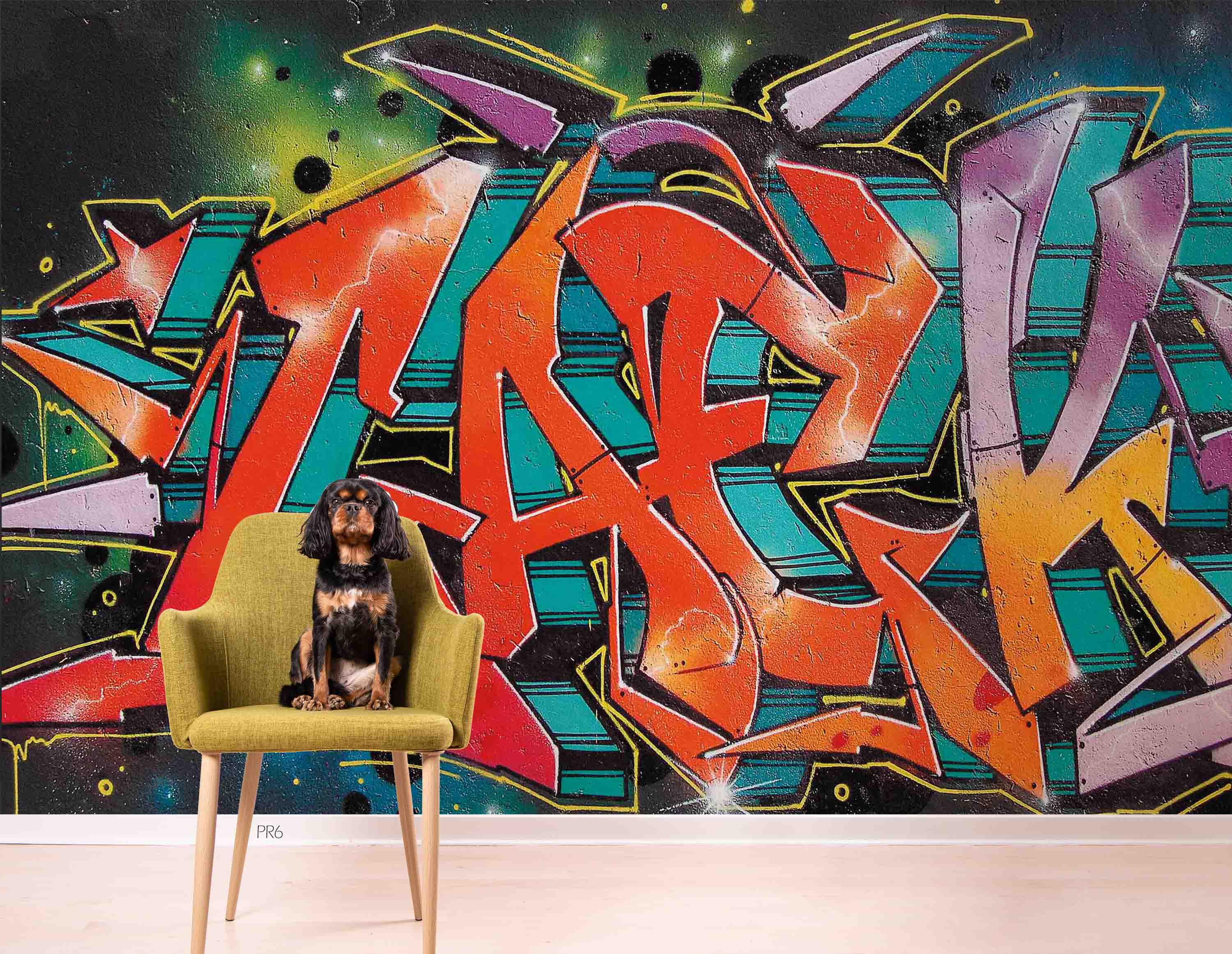 3D Graffiti Croci Blue Yellow Purple Letter Wall Mural Wallpaper YXL 17- Jess Art Decoration