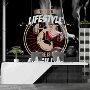 3D Fitness Letter Black Weightlifting Wall Mural Wallpaper YXL 1726