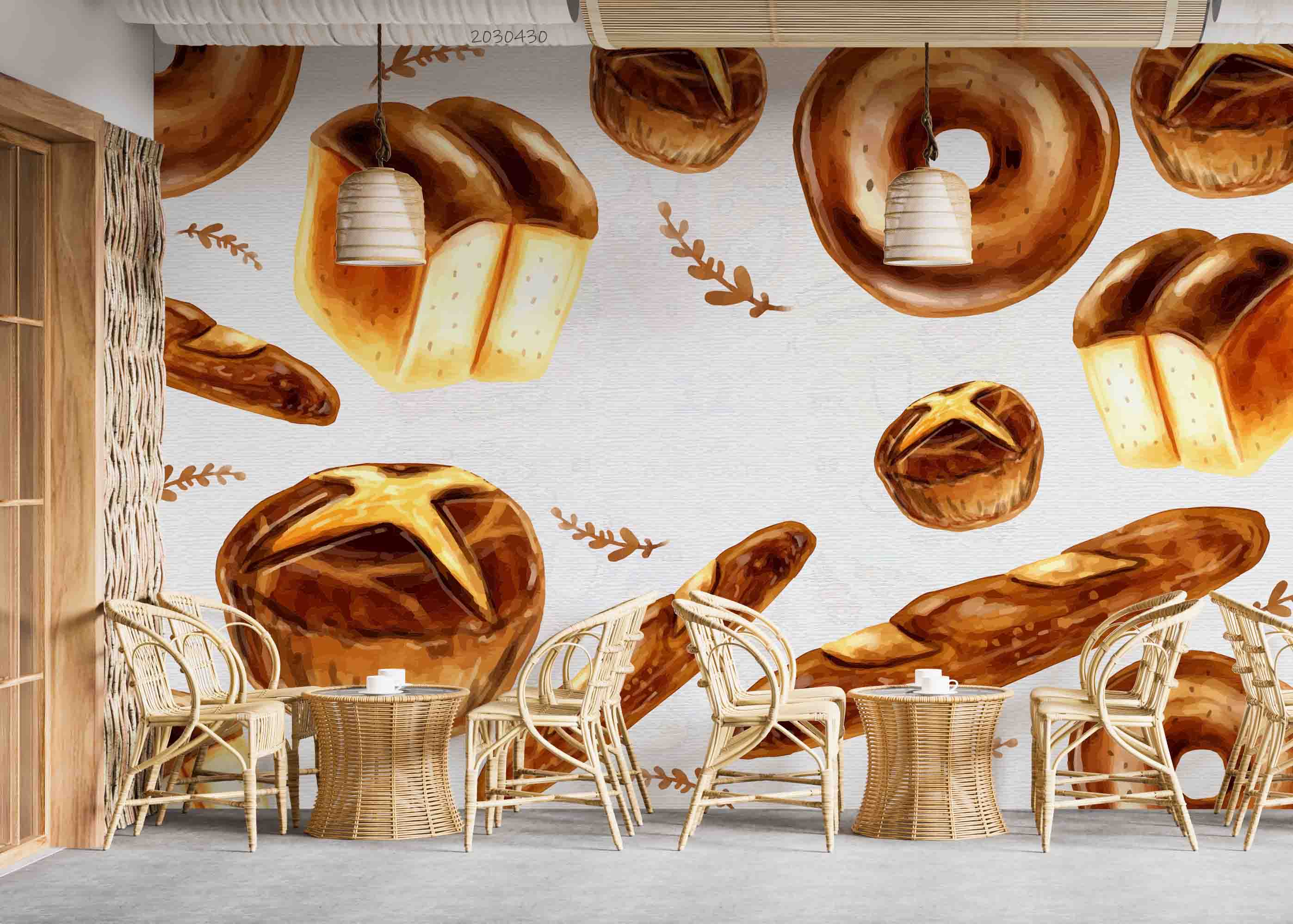 3D Watercolor Bakery Background Wall Mural Wallpaper GD 5218- Jess Art Decoration
