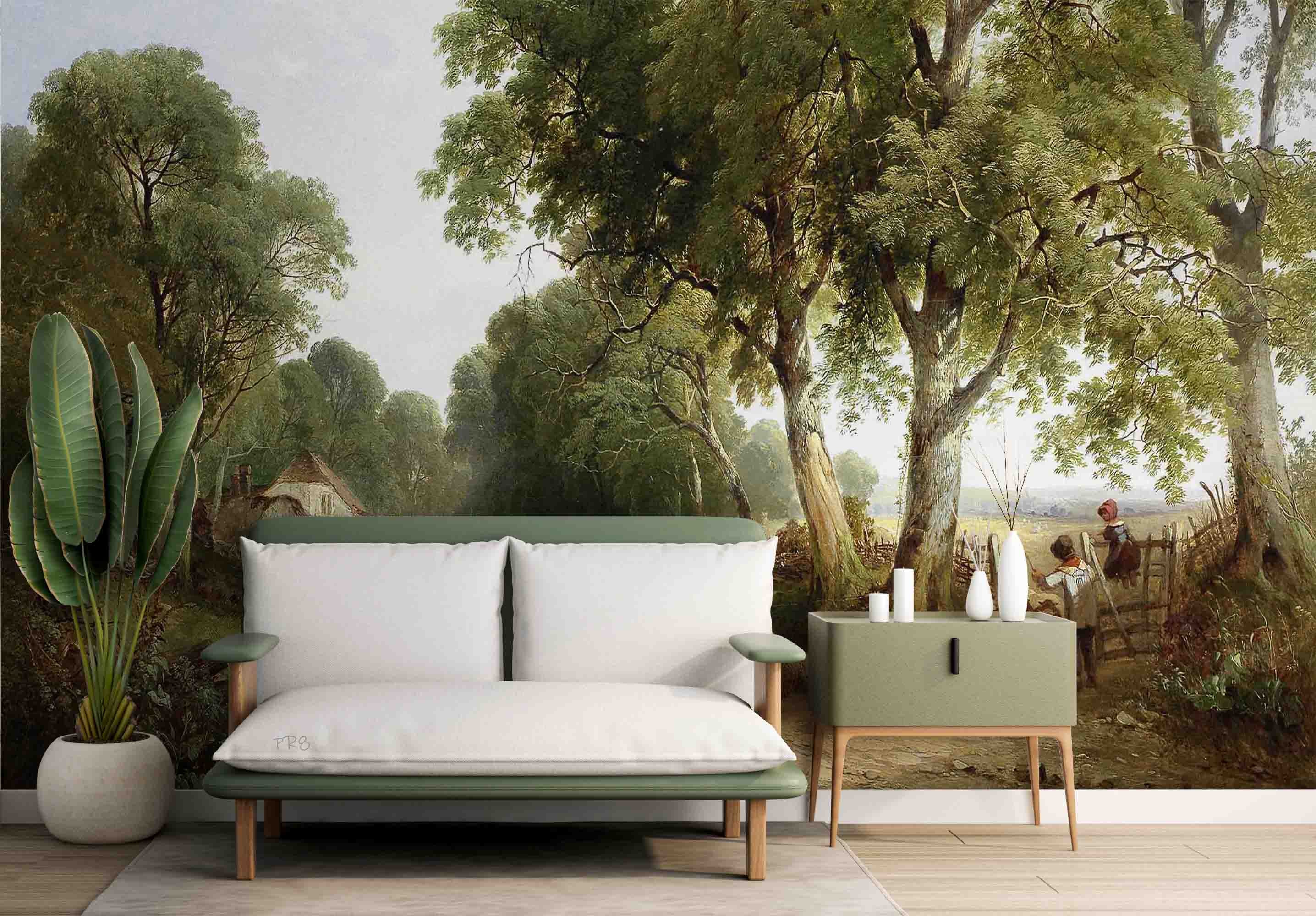 3D Oil Painting Village Flock Scenery Wall Mural Wallpaper GD 4533- Jess Art Decoration