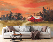 3D Oil Painting Tree House Grassland Road Sky Wall Mural Wallpaper YXL 128