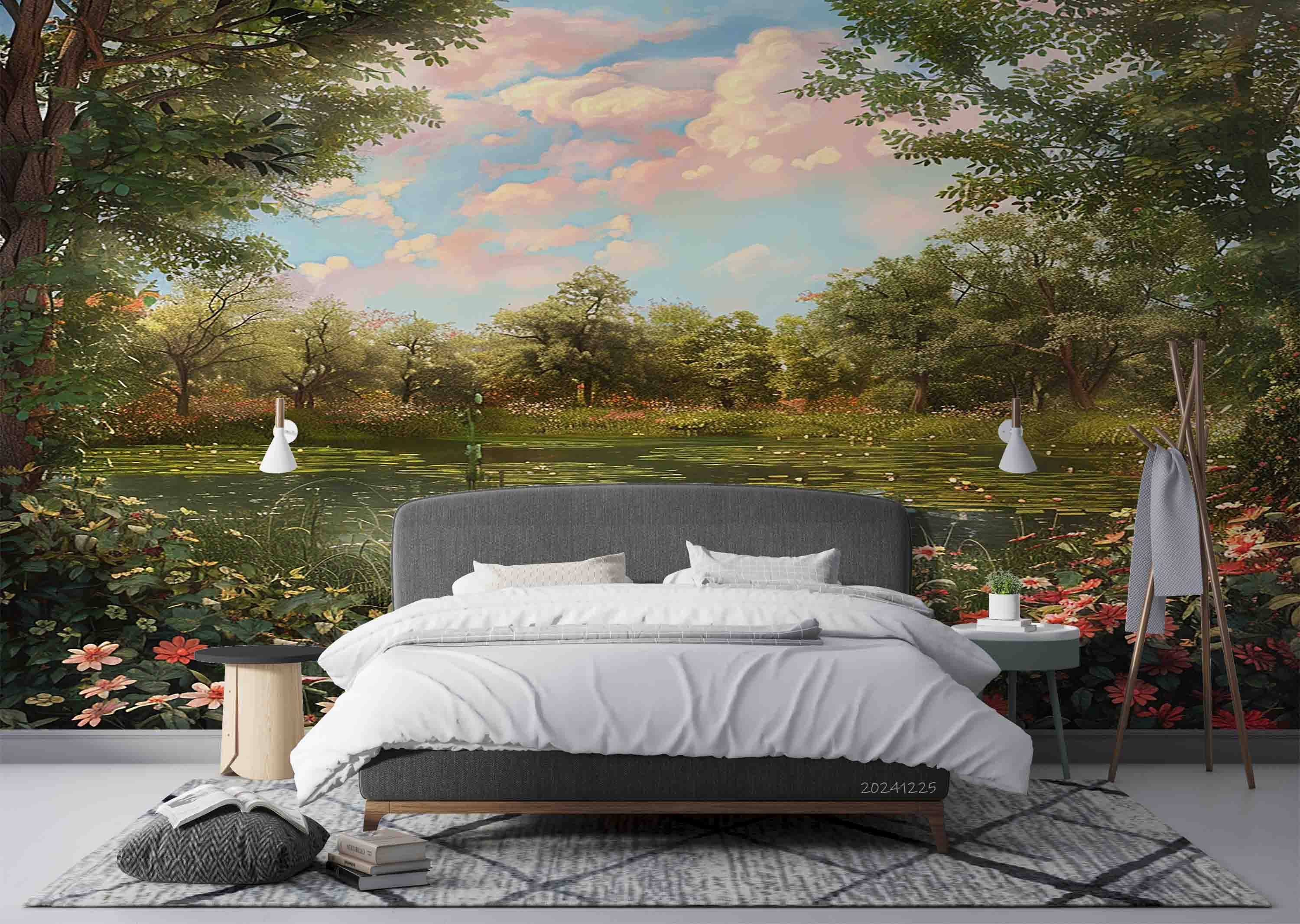 3D Sky Forest Park Lake Landscape Wallpaper Wall Mural Wall Decor Wall Art Wall Sticker Remoable Wallpaper LQH 51