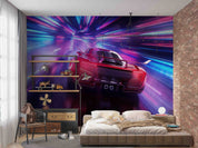 3D Neon Red Sports Car Wallpaper Wall Mural Wall Decor Wall Art Wall Sticker Remoable Wallpaper