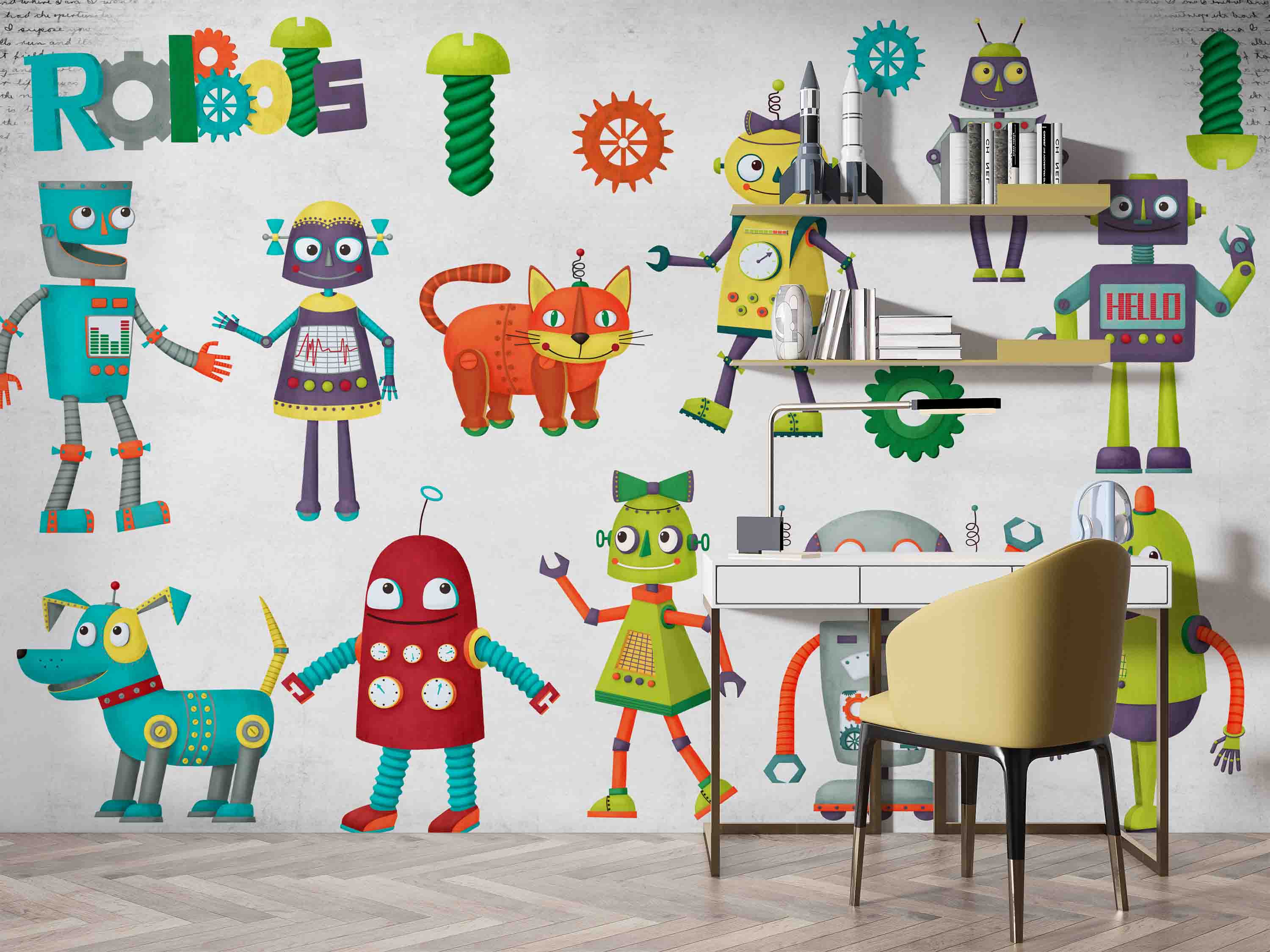 3D Robot Character Mural robot character kids mural wall mural wallpaper for kids room - view 4