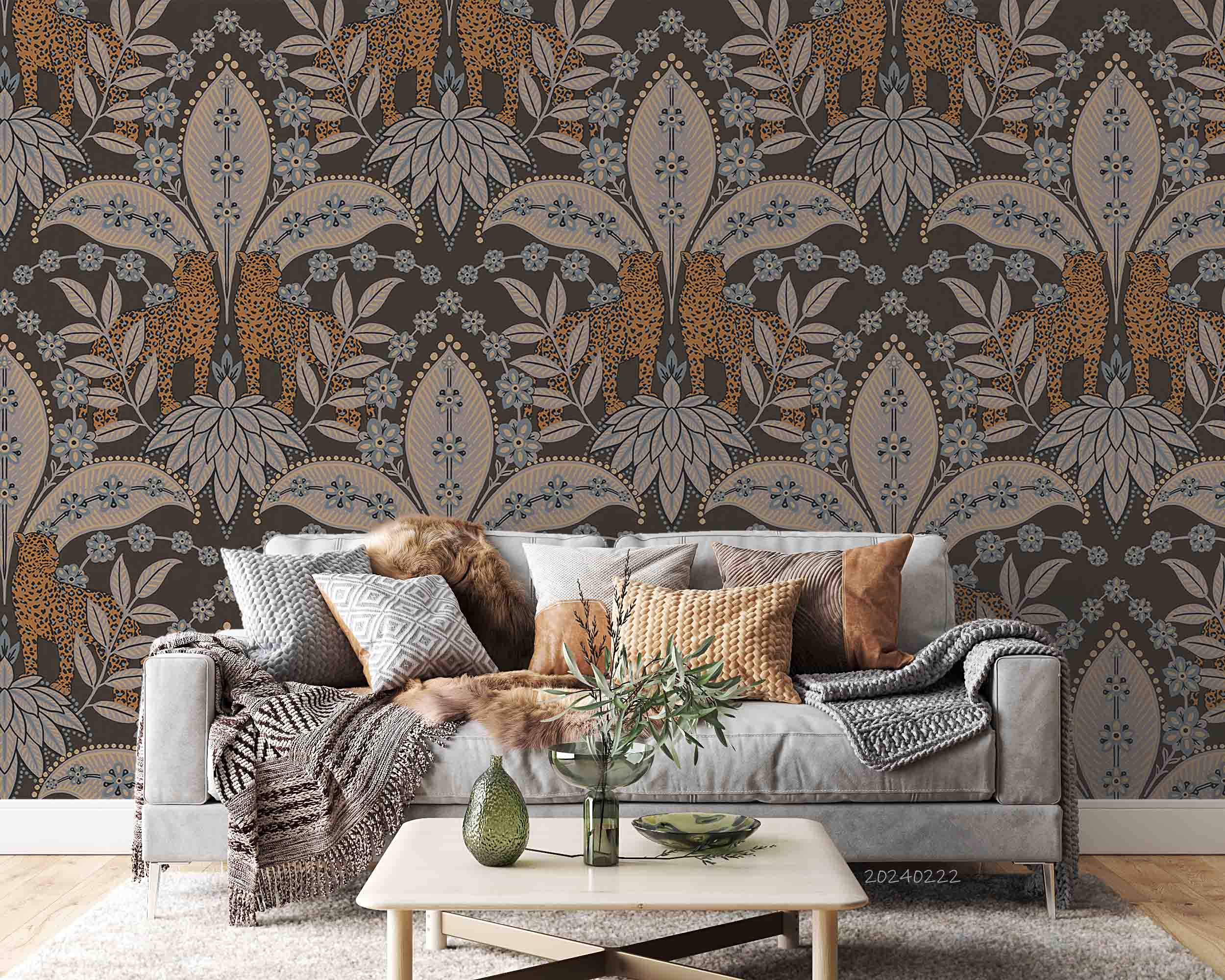 3D Vintage Brown Leaves Pattern Wallpaper Wall Mural Wall Decor Wall Art Wall Sticker Remoable Wallpaper LQH