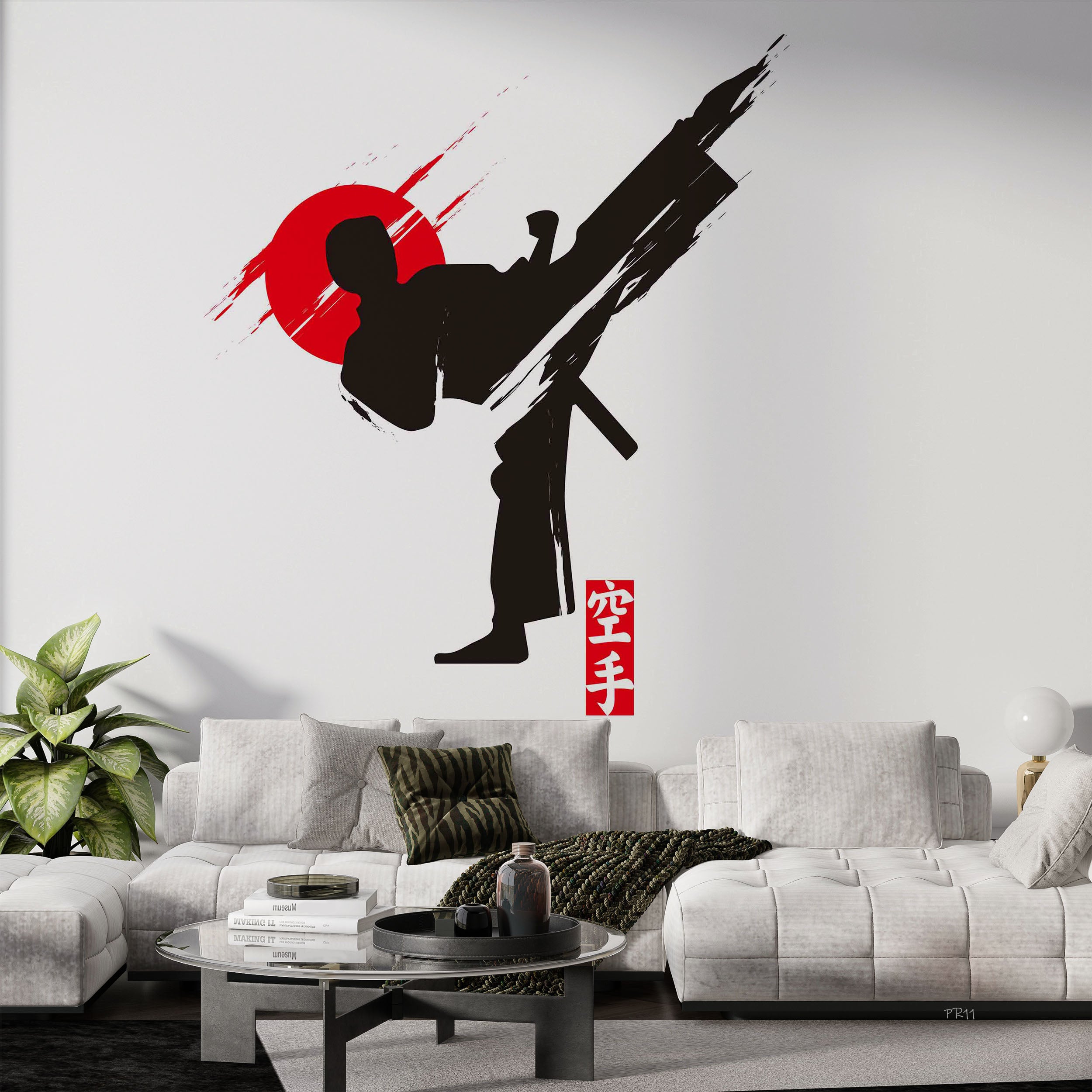 Martial Arts Karate Silhouette Character Illustration Gym Wallpaper gym & fitness wall mural for gym, fitness studio or train