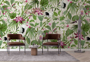 3D Green Leaf Purple Floral Wallpaper Wall Mural Wall Decor Wall Art Wall Sticker Remoable Wallpaper LQH