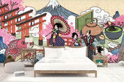 3D Cartoon Snow Mountain playful illustrated mountain scene wall mural wallpaper for kids room - view 2