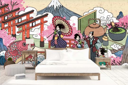 3D Cartoon Snow Mountain playful illustrated mountain scene wall mural wallpaper for kids room - view 2