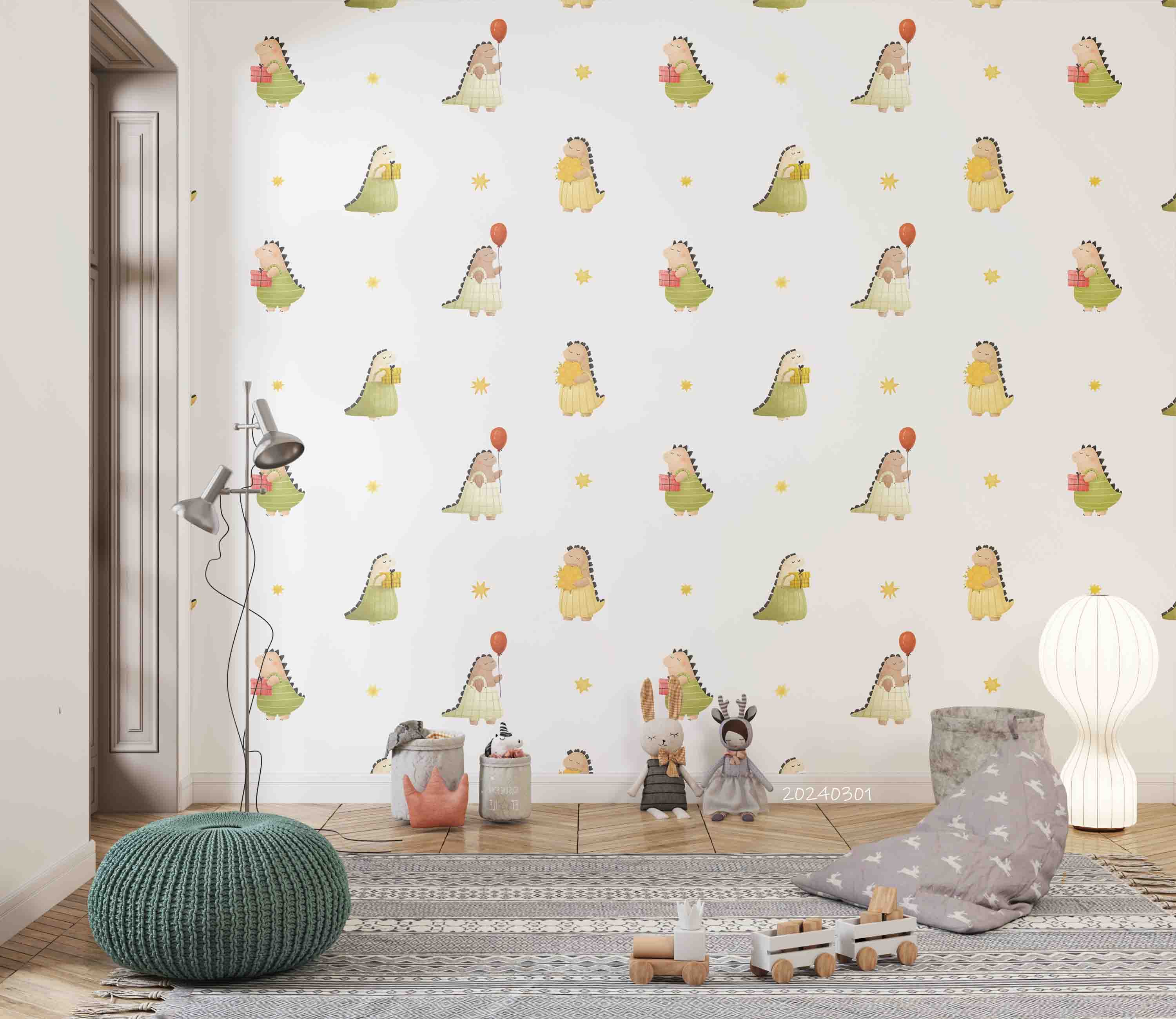 3D Cartoon Animal Dinosaur Gift Kids Wallpaper Wall Mural Wall Decor Wall Art Wall Sticker Remoable Wallpaper