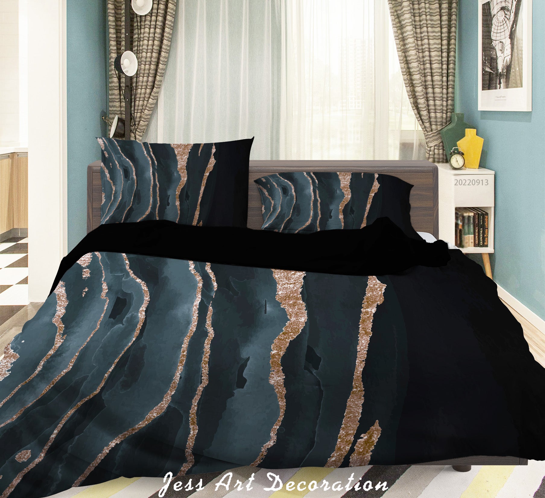 3D Ink And Wash Fluid Wave Quilt Cover Set Bedding Set Duvet Cover Pillowcase 129