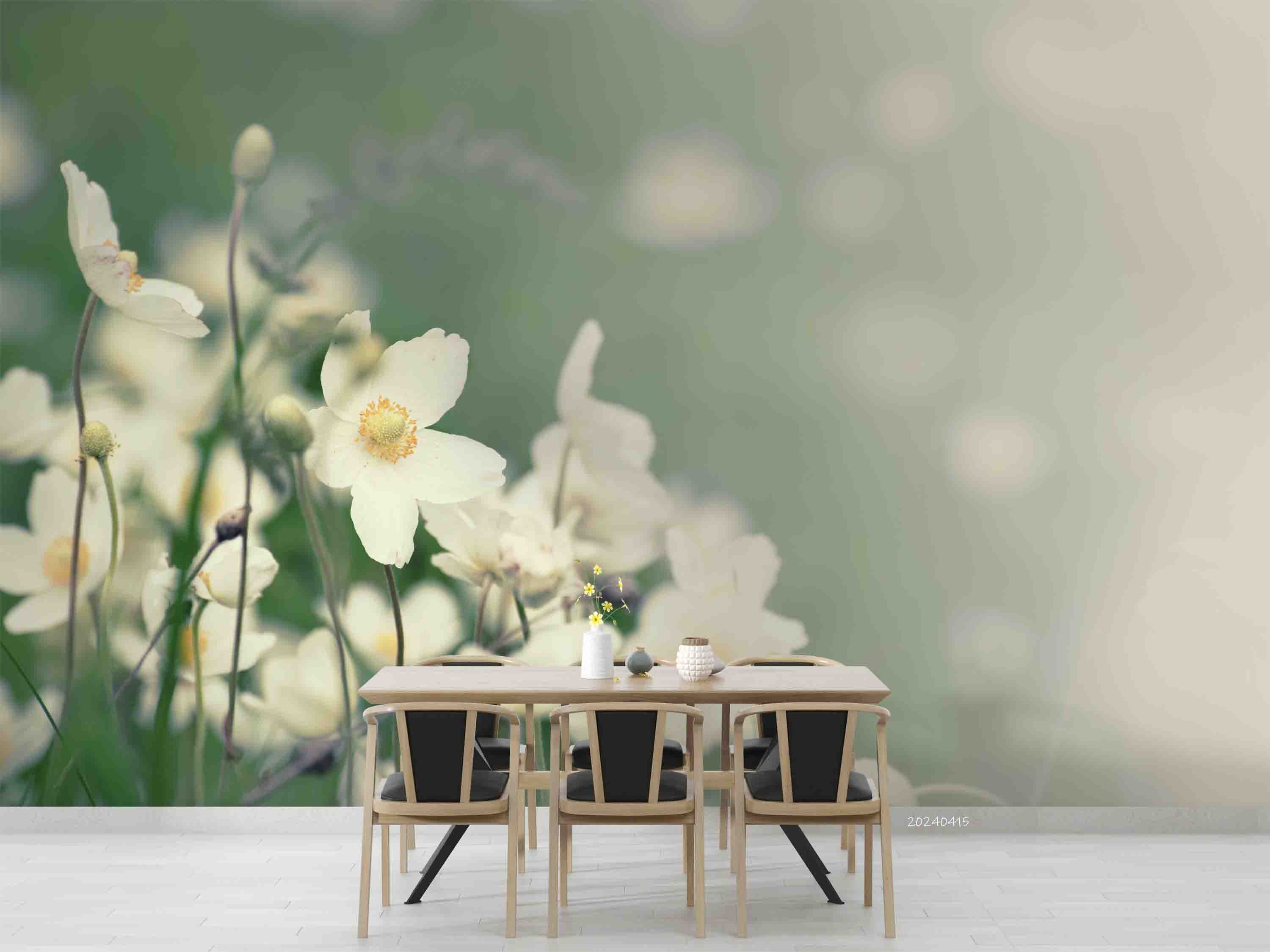 3D White Floral Wallpaper Wall Mural Wall Decor Wall Art Wall Sticker Remoable Wallpaper