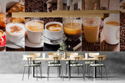 3D Coffee Cup Beans Croissant Wall Mural Wallpaper GD 5540- Jess Art Decoration