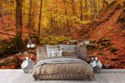 3D Forest Brook Autumn Landscape Wall Mural Wallpaper JN 368