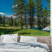 3D Scenery Tree Forest Mountain Bluesky Grassland Wall Mural Wallpaper YXL 04- Jess Art Decoration