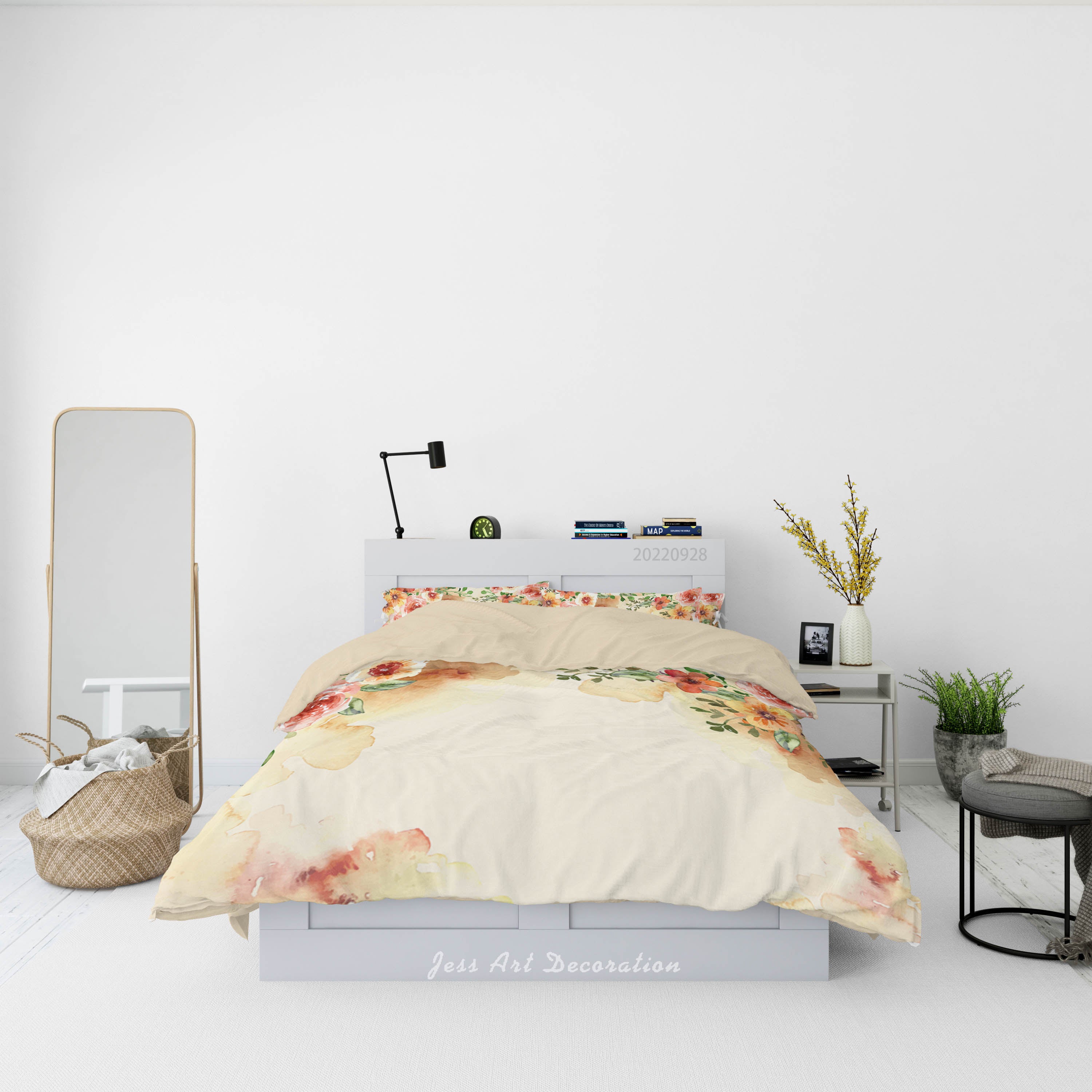 3D Floral Leaf Rose Apricot Quilt Cover Set Bedding Set Duvet Cover Pillowcase 354