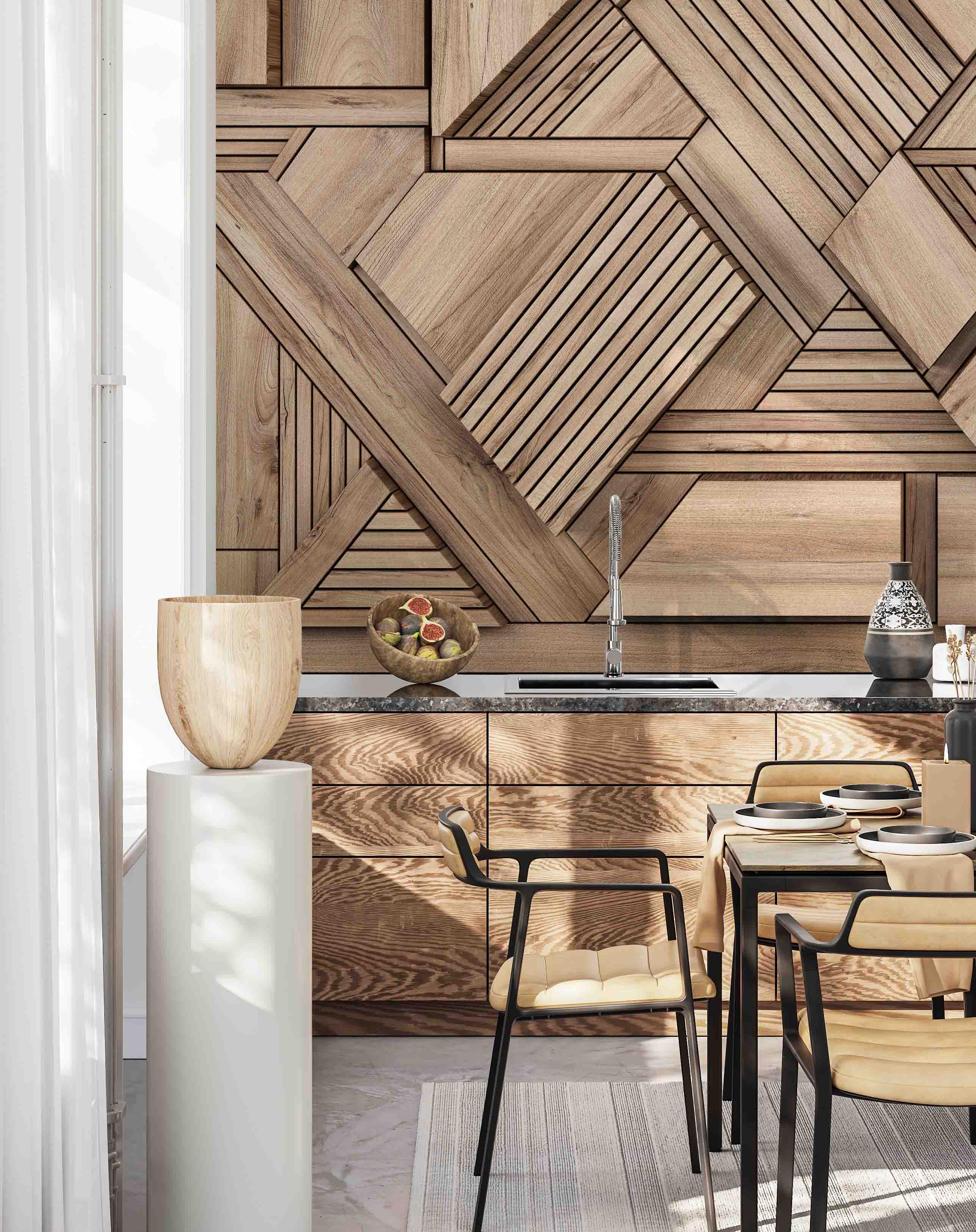 3D Wood Stripe Pattern Wall Mural Wallpaper YQ 0156