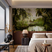 3D Hotel Inn Motel Hostel Resort Manor Scenery Forest River Wall Mural Wallpaper 33