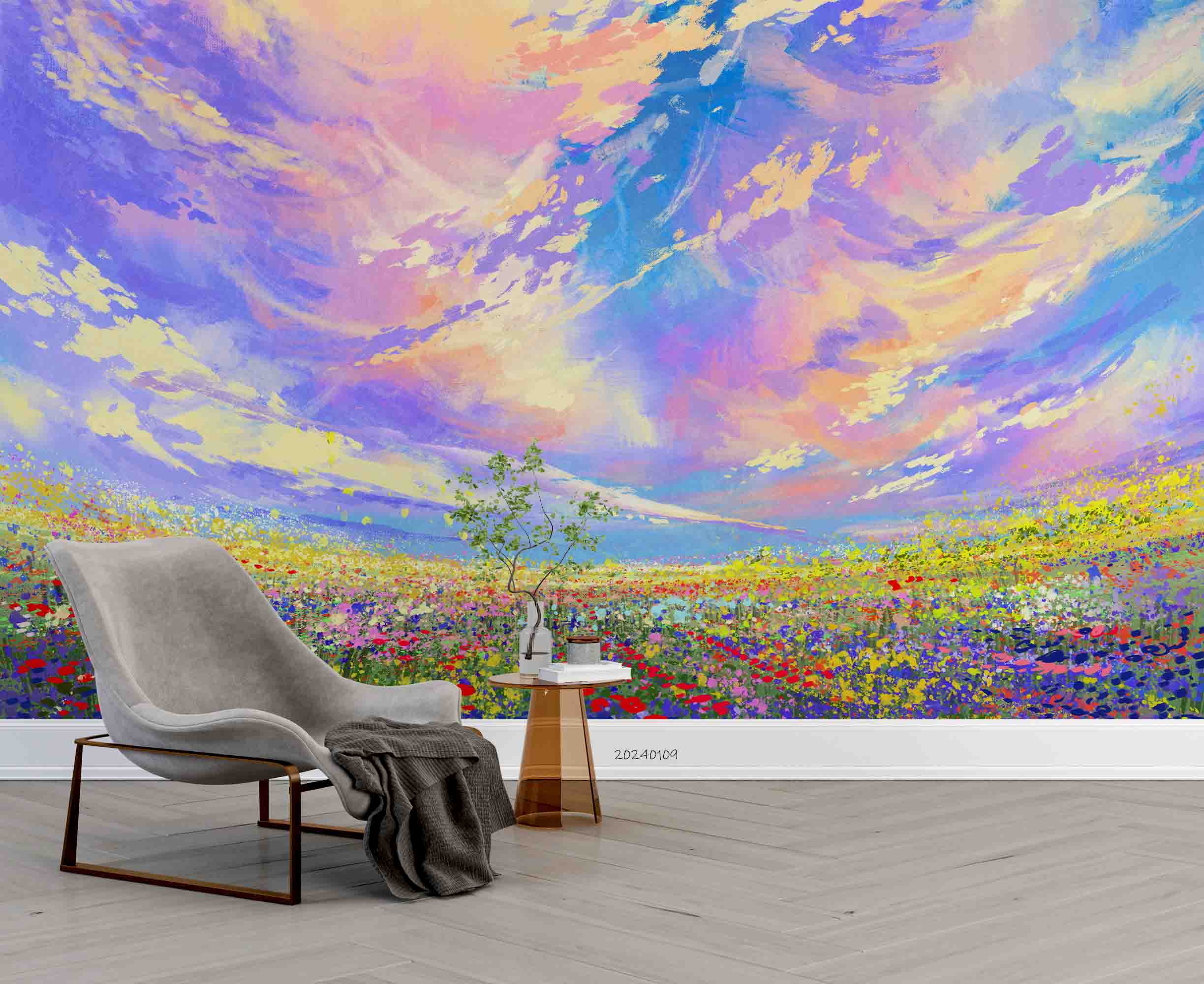 3D Flower Nursery Cloud Sky Sunlight Wall Mural Wallpaper YXL 98