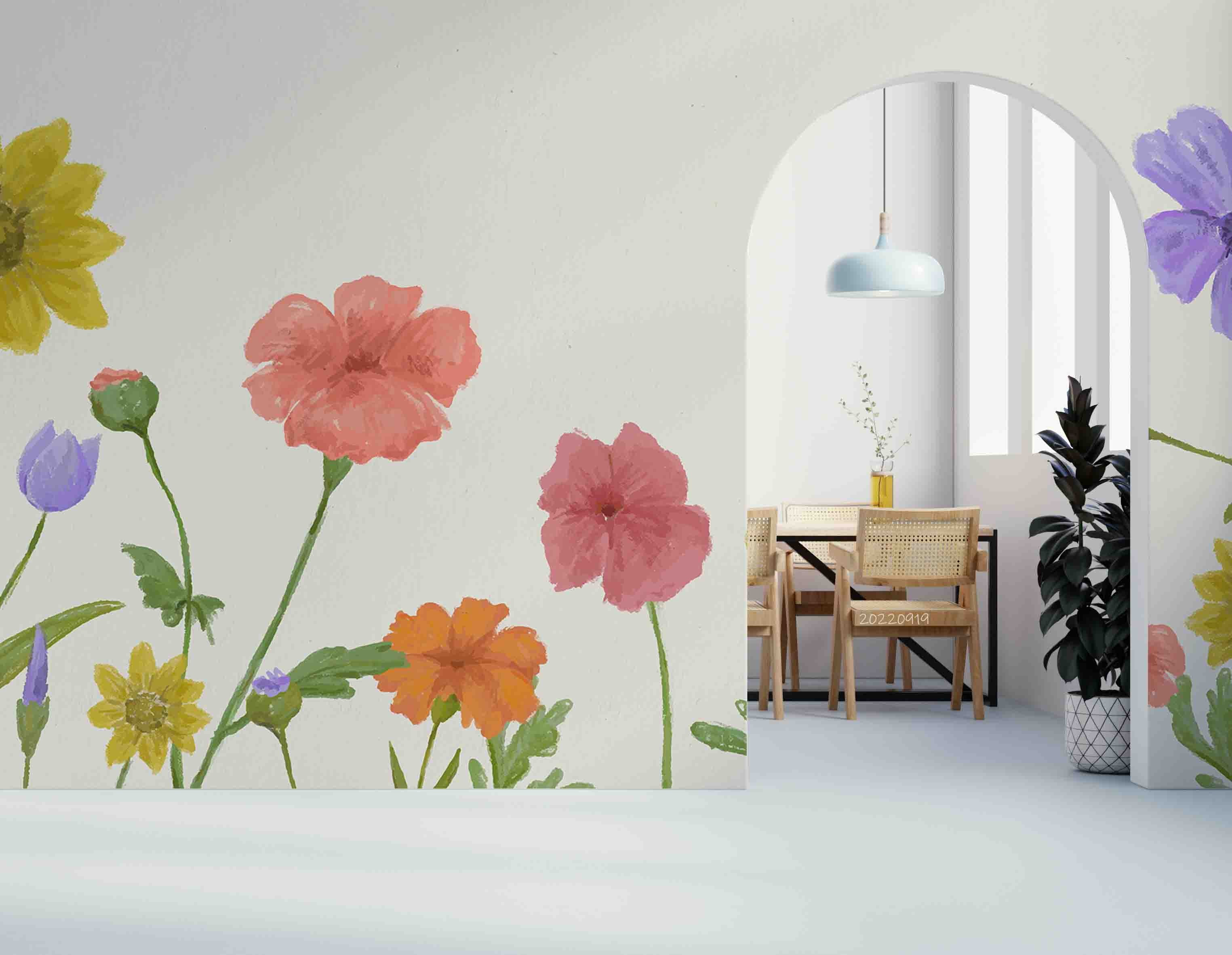 3D Colorful Floral Background Wall Mural Wallpaper GD 3476- Jess Art Decoration