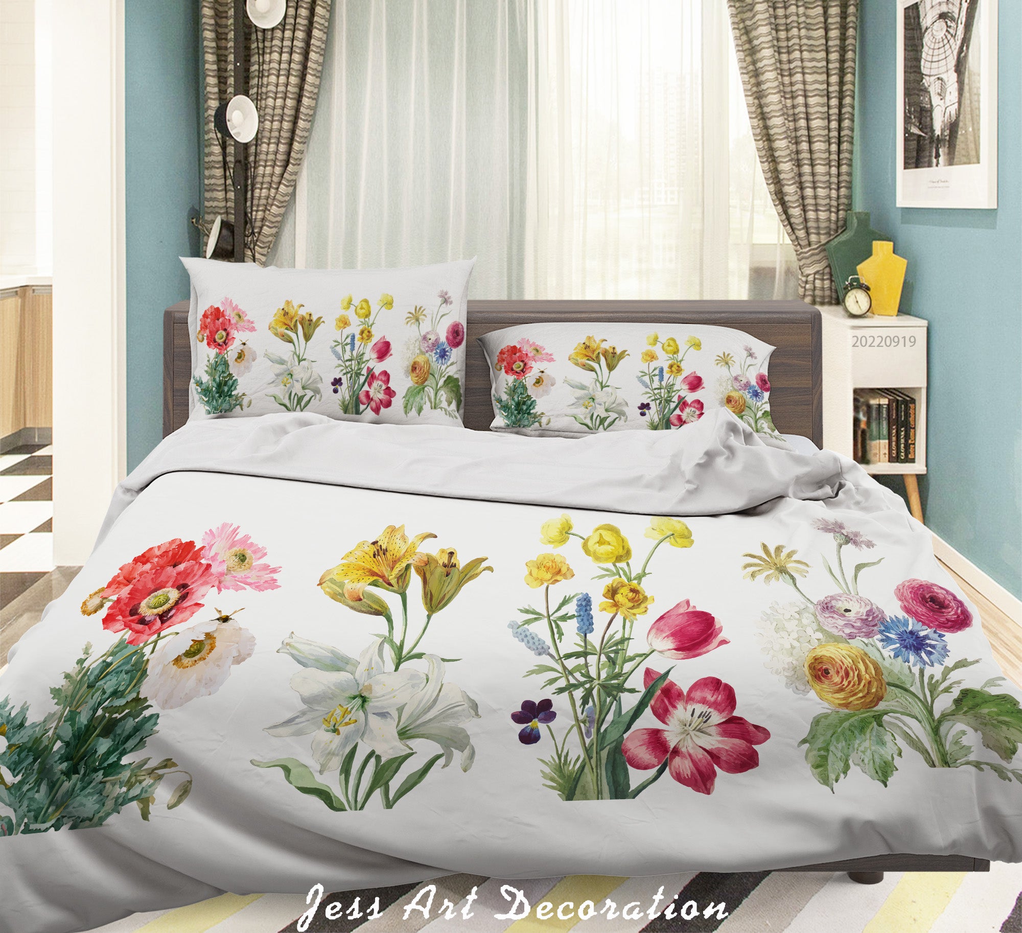 3D Floral Lily Leaf Peony Quilt Cover Set Bedding Set Duvet Cover Pillowcase 246