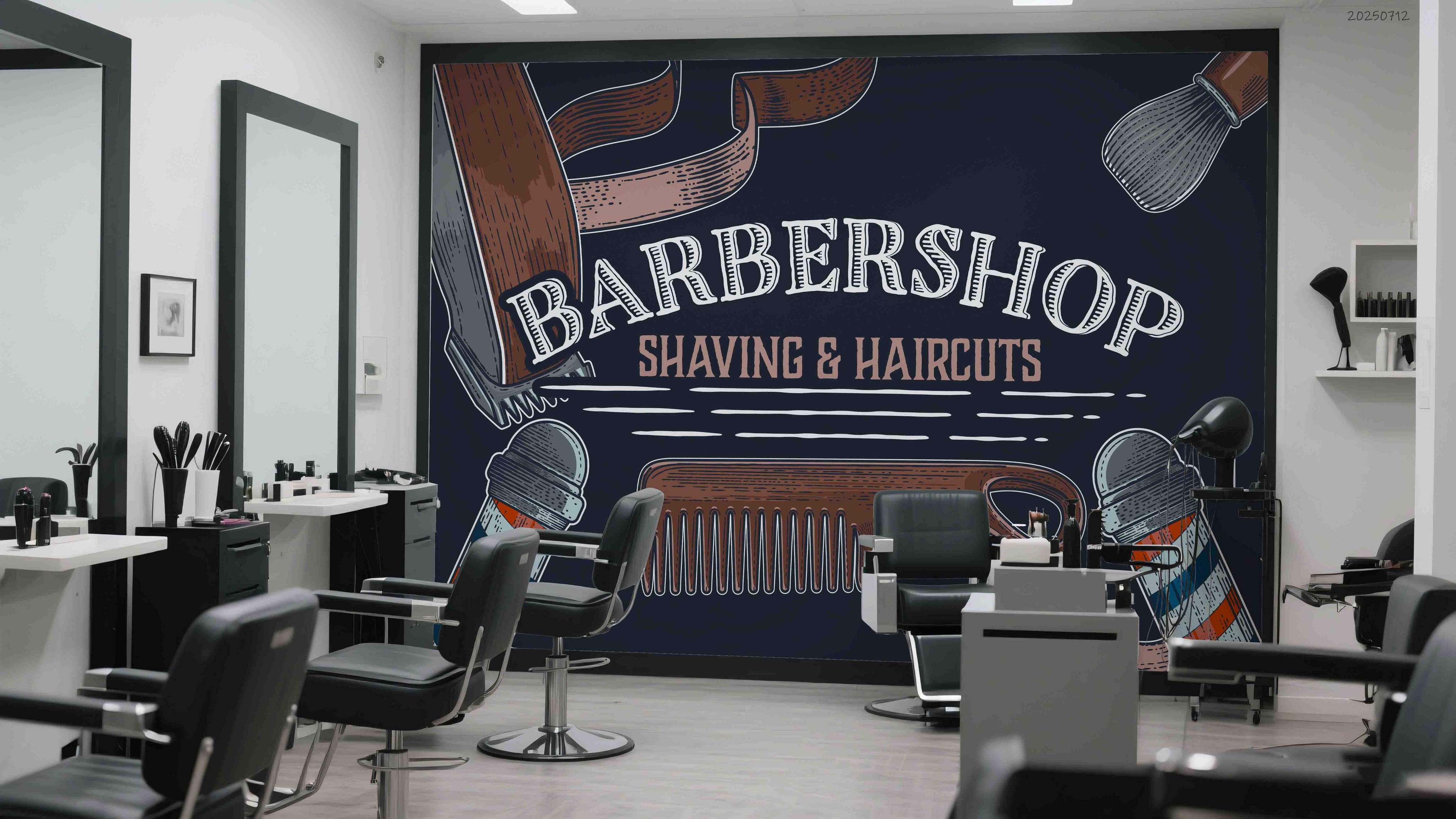 3D Barber Shop Hair Salon Haircut Specialist Shaving Wall Mural Wallpaper 5
