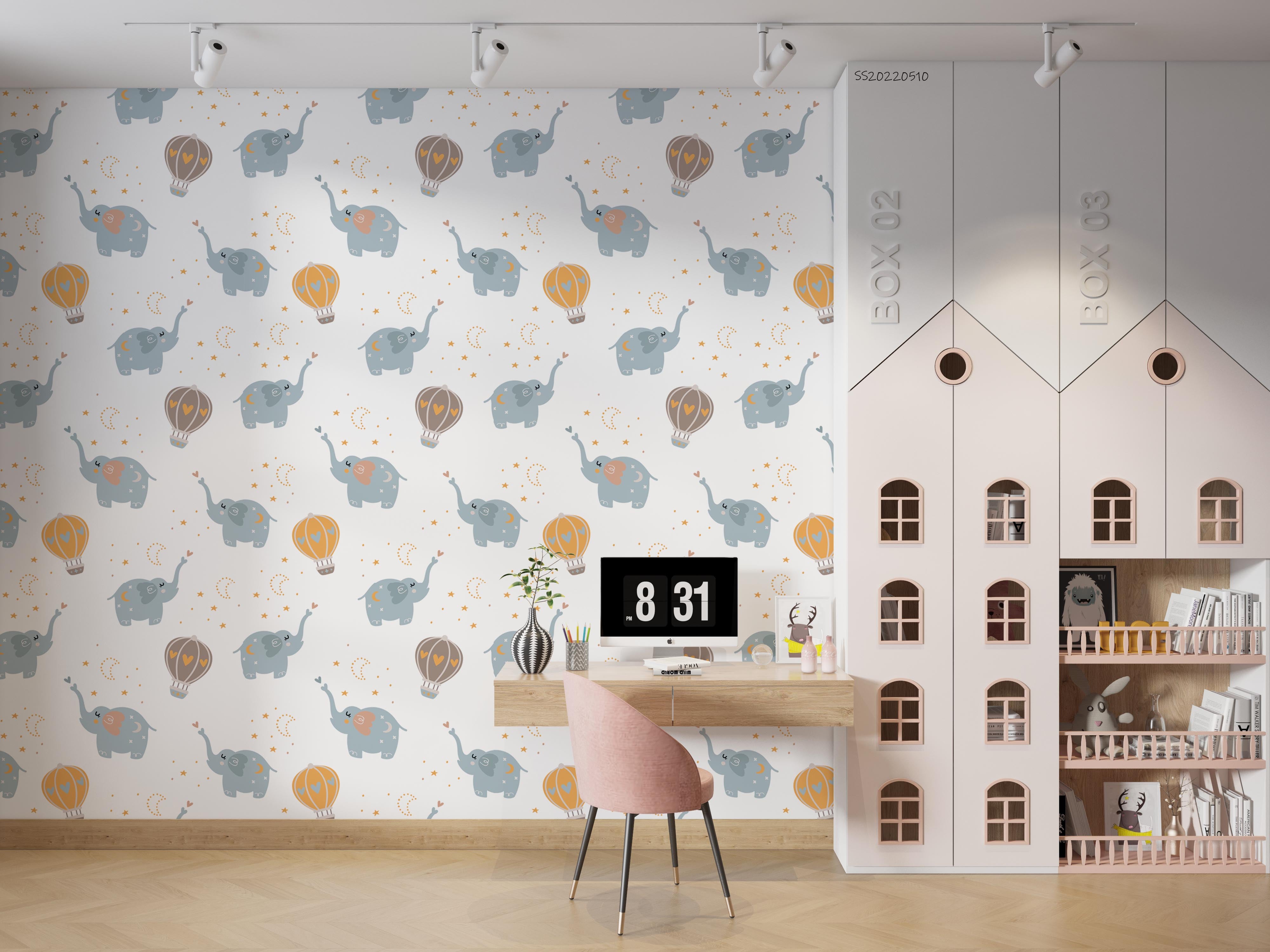 3D Cute Elephant Hot Air Balloon Wall Mural Wallpaper GD 4004- Jess Art Decoration