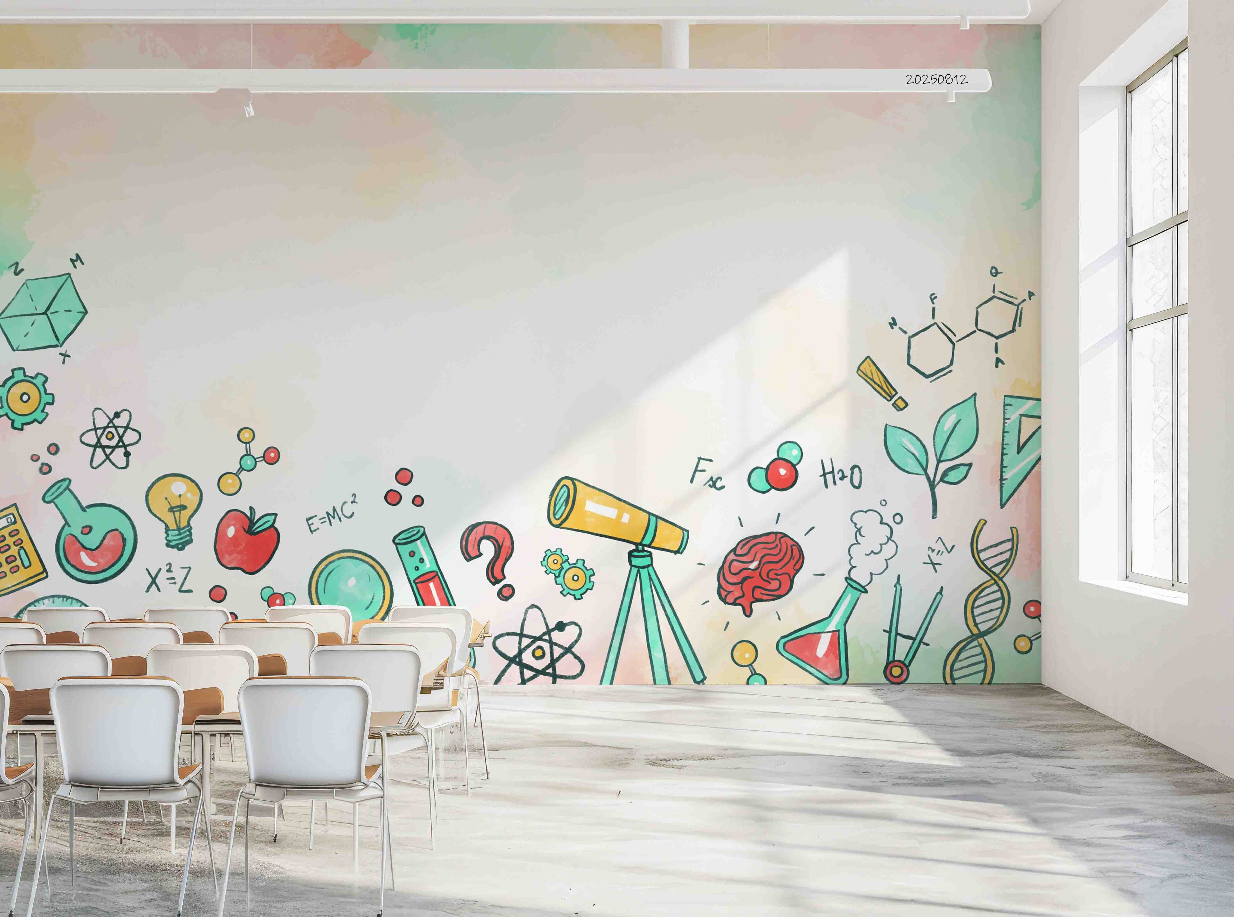 3D School STEM Science Lab Classroom Teaching Aid Wall Mural Wallpaper 45