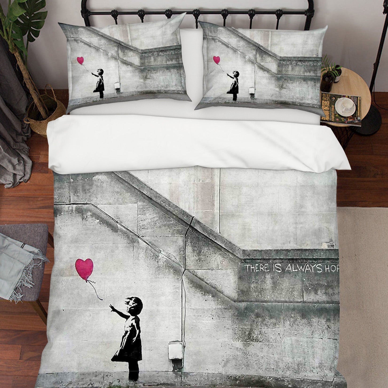 3D Banksy Alone Girl Red Balloon Quilt Cover Set Bedding Set Duvet Cover Pillowcases  ZY D75- Jess Art Decoration