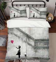 3D Banksy Alone Girl Red Balloon Quilt Cover Set Bedding Set Duvet Cover Pillowcases  ZY D75- Jess Art Decoration