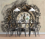 Wall Clock Round Gear Contemporary Wallpaper contemporary street art wall mural for creative room or feature wall - view 4