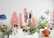 3D Animal Fish Coral Stone Wall Mural Wallpaper YXL 42