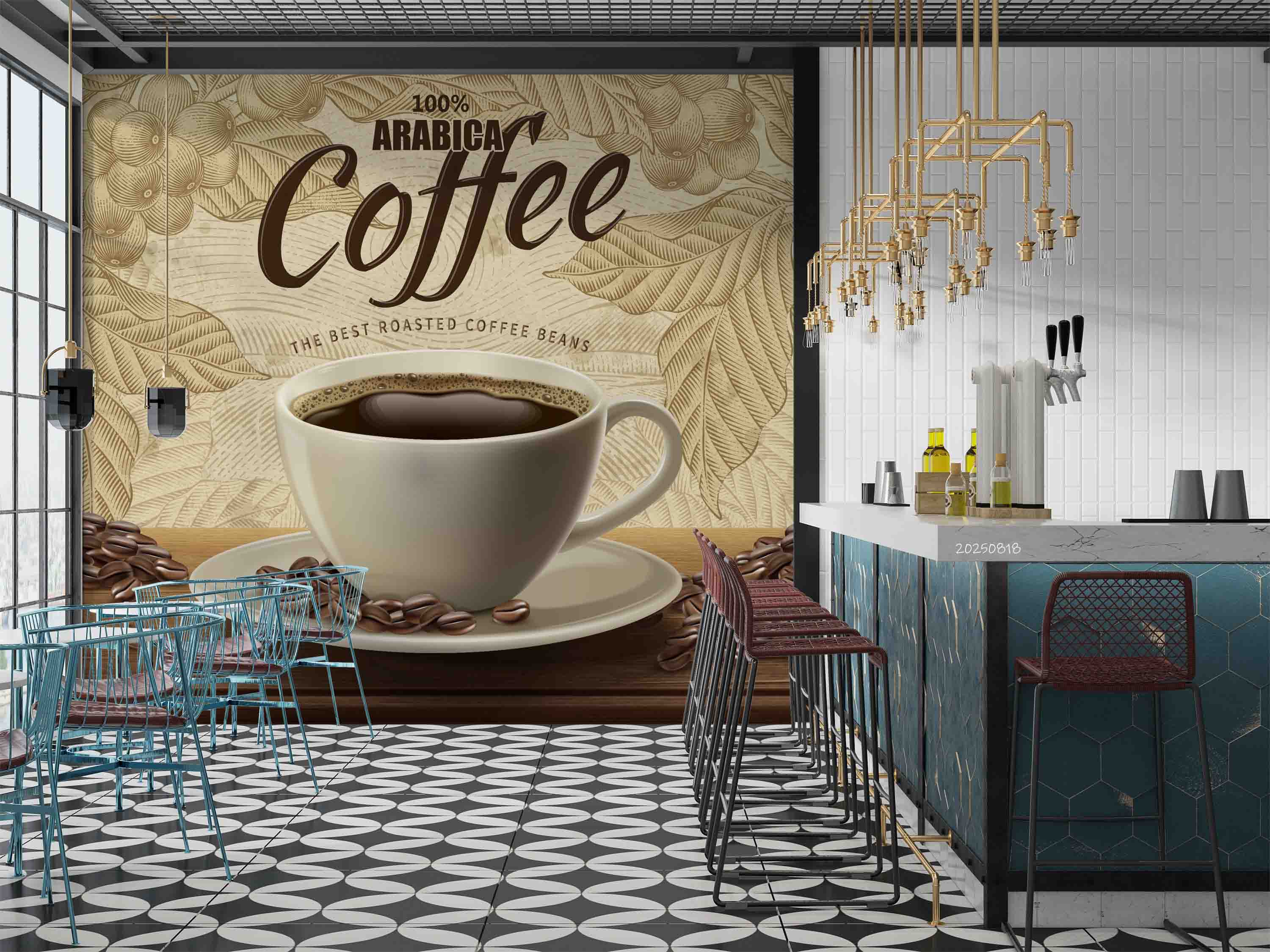 3D Restaurant Snack Bar Coffee Shop Wall Mural Wallpaper 47