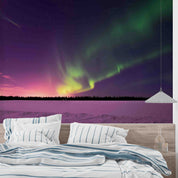 3D Pink Aurora Sky Forest Snow Scenery Wallpaper Wall Mural Wall Decor Wall Art Wall Sticker Remoable Wallpaper 18