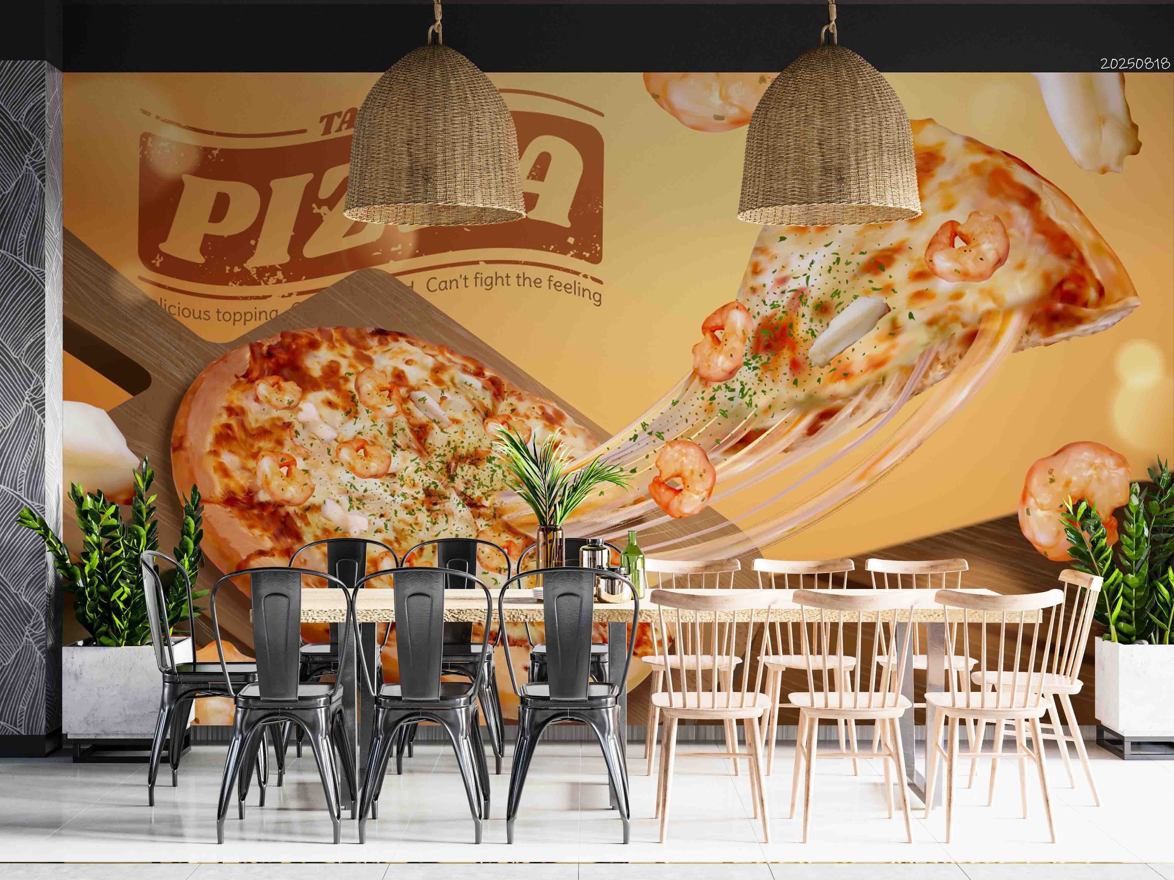 3D Restaurant Snack Bar Diner Fast Food Pizza Wall Mural Wallpaper 28