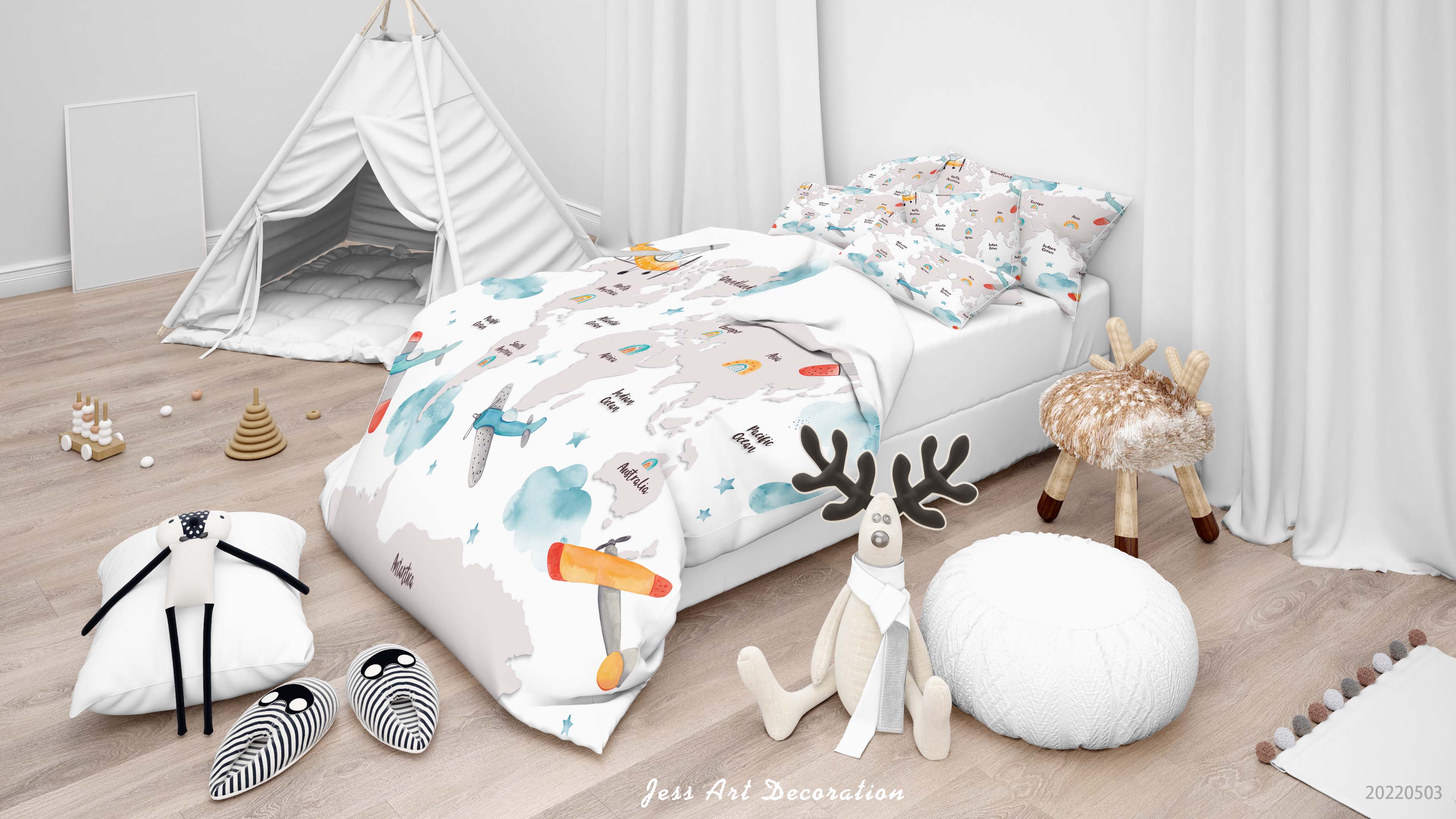 3D Aircraft Sky Star Quilt Cover Set Bedding Set Duvet Cover Pillowcase 619