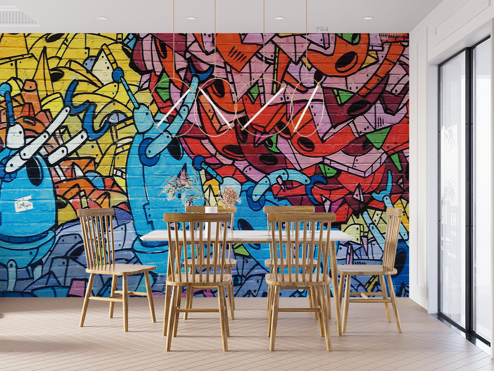 3D Abstract Artistic Graffiti Colorful Wall Mural Wallpaper GD 3934- Jess Art Decoration