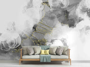3D Abstract Damaskeen Gray Round Wall Mural Wallpaper YXL 580